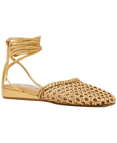 Steve Madden Women's Woven Leg-Wrap Round Toe Flats