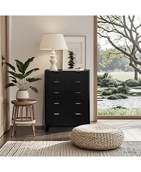 Gaomon 5-Drawer Wooden Tall Dresser with Waveform Fluted Panels – Modern Storage Chest for Bedroom, Living Room, or Kids' Room