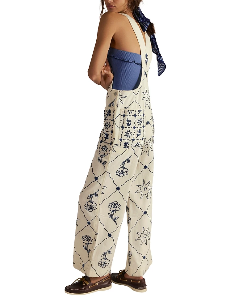 Free People Women's Rising Sun Embroidered Overall Pants
