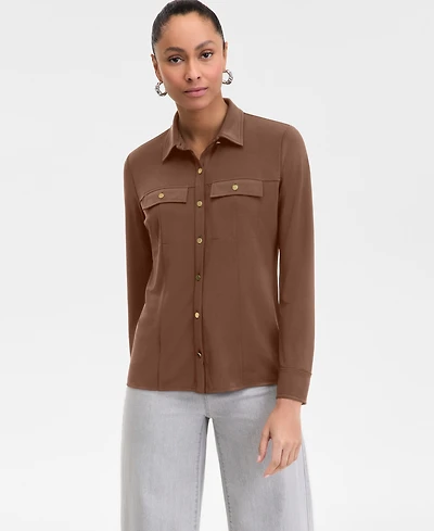 I.n.c. International Concepts Women's Knit Utility Shirt, Exclusively at Macy's