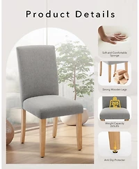 gaomon Dining Chairs Set of 6,Modern Fabric Upholstered Ergonomic Chairs with Curved Backrest,Heavy-Duty Wood Legs for Dining Room Kitchen Home