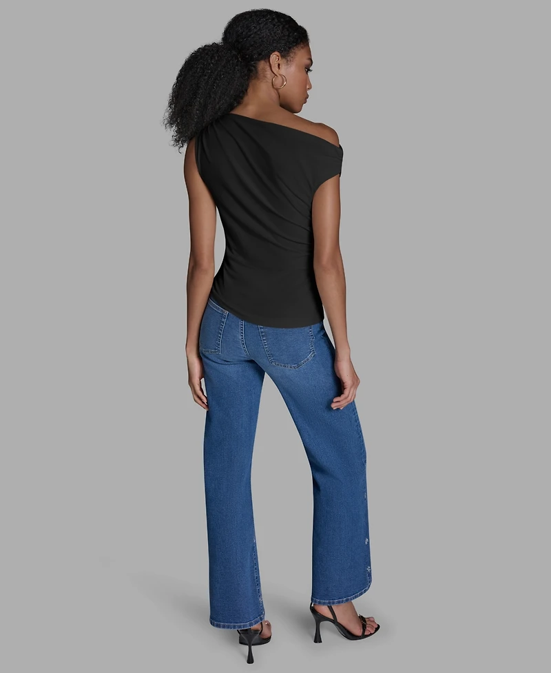 Bcbg Women's Sleeveless Ruched Boat Neck Top