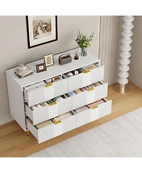 gaomon Fluted Dresser for Bedroom with 6 Drawers, 39.4" Wide Modern Chest of Drawers with Metal Handle, Wooden Closet Clothes Storage Organizer