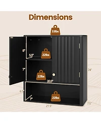 Volenca Fluted Wall-Mount Bathroom Cabinet with Open Shelf, Storage Organizer