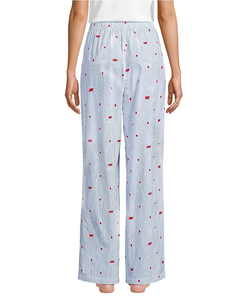 Lands' End Women's Poplin Wide Leg Sleep Pants