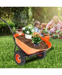 Sugift Heavy-Duty Electric Wheelbarrow with 7 Cu.Ft Capacity & Dual Wheels