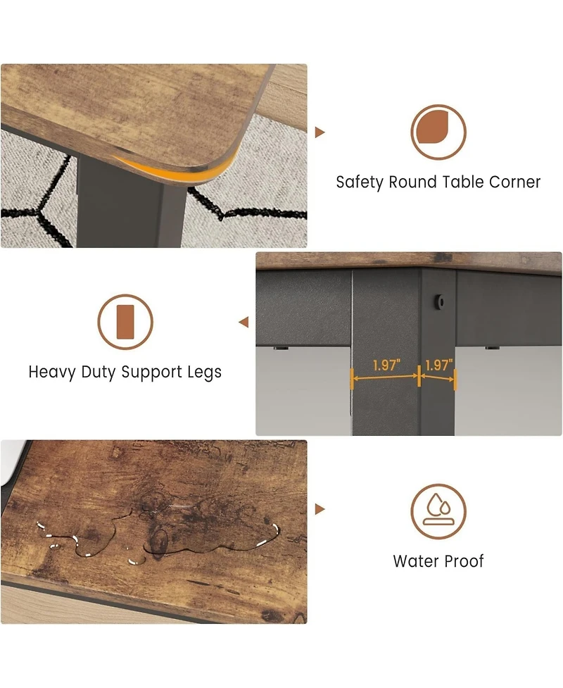 Gaomon Kitchen Dining Table 6-Person Industrial Kitchen Table for Dining Room, Home Office, Living Room