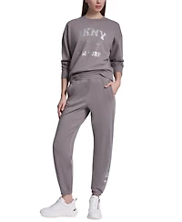 Dkny Sport Women's 1989 Rhinestone Logo High-Rise Relaxed Joggers