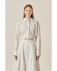 English Factory Women's Bow Detailed Drop Shoulder Shirt