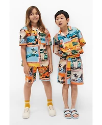 Desigual Boys Boys's Tropical postcards shirt