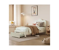 Gaomon Queen Floating Bed Frame with Led Lights, Velvet Upholstered Platform, Storage Headboard, No Box Spring Needed