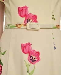 Jessica Howard Petite Jewel Neck Novelty Short-Sleeve Dress