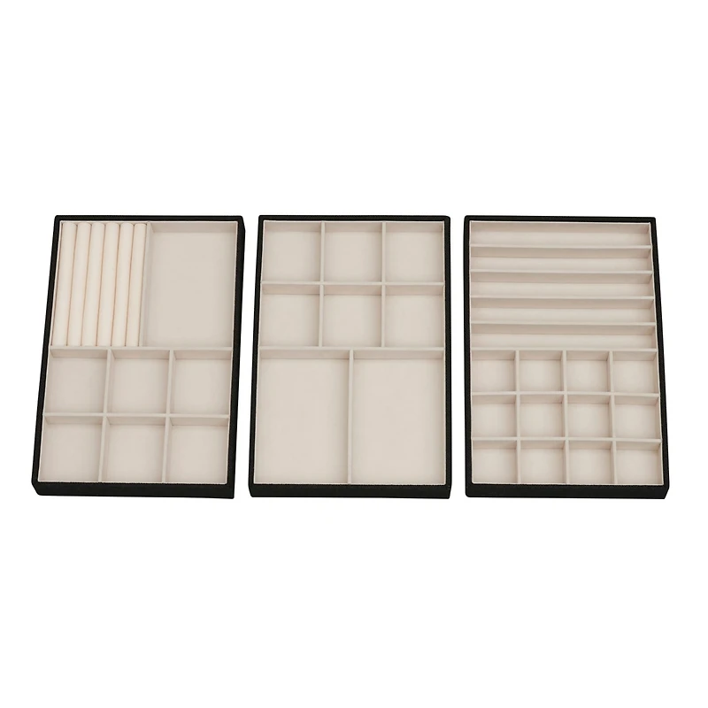 Household Essentials Stackable Jewelry Trays, Set of 3