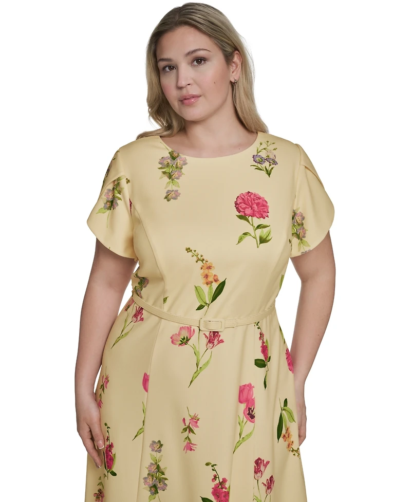 Jessica Howard Plus Jewel Neck Midi Dress