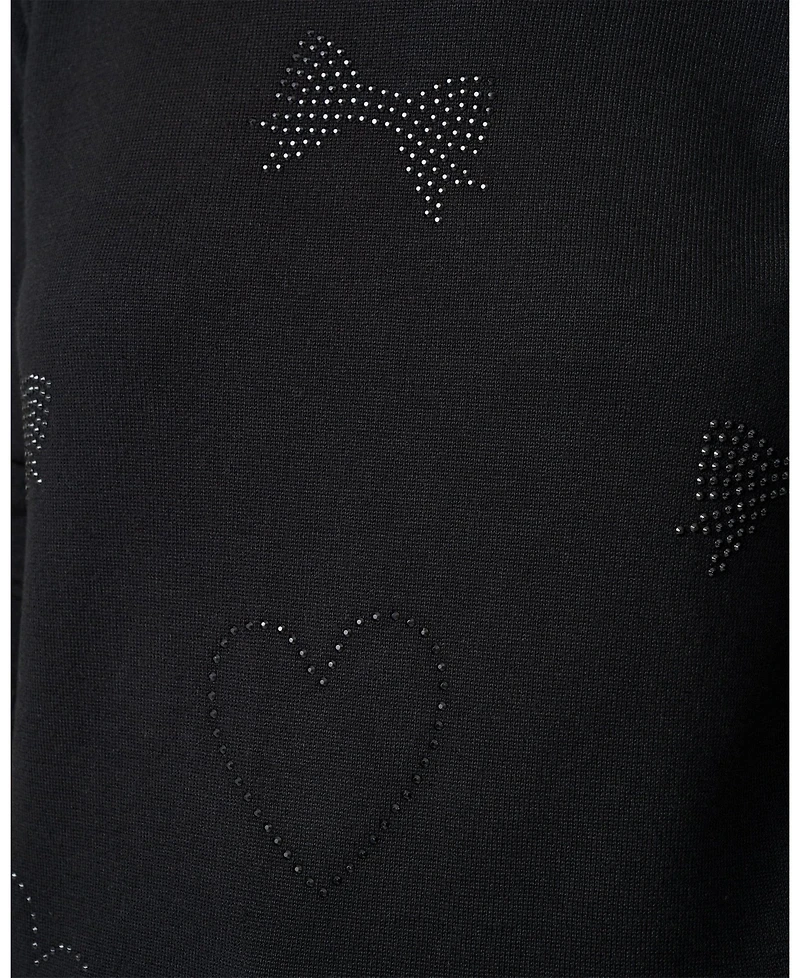 Cable & Gauge Women's Textured Heart Bow Knit Top