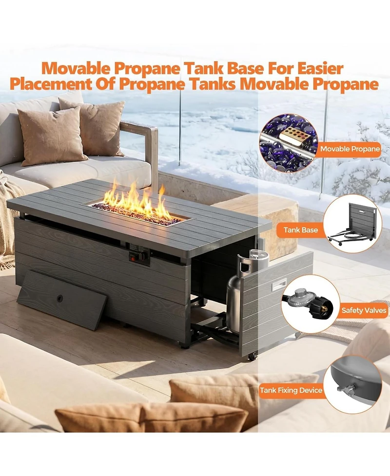Cowsar 50" Propane Fire Pit Table, 50,000 Btu with Adjustable Flame