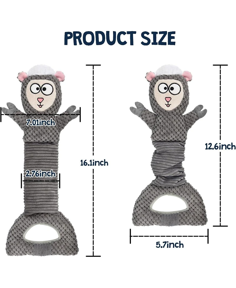 Aostirmotor Multi-Functional Sheep Dog Toy with Squeaker & Crinkle