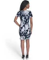 Calvin Klein Women's Printed Puff-Sleeve Sheath Dress