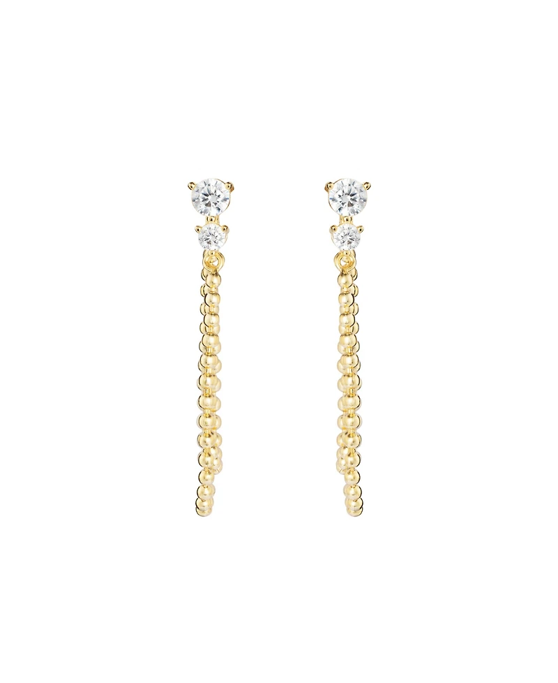 Macy's Cubic Zirconia 14k Gold Over Sterling Silver Bead Chain Earrings