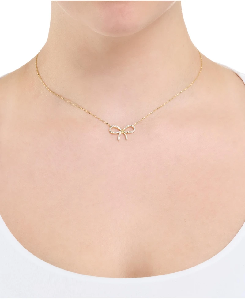Macy's Cubic Zirconia 14k Gold Over Bow Necklace