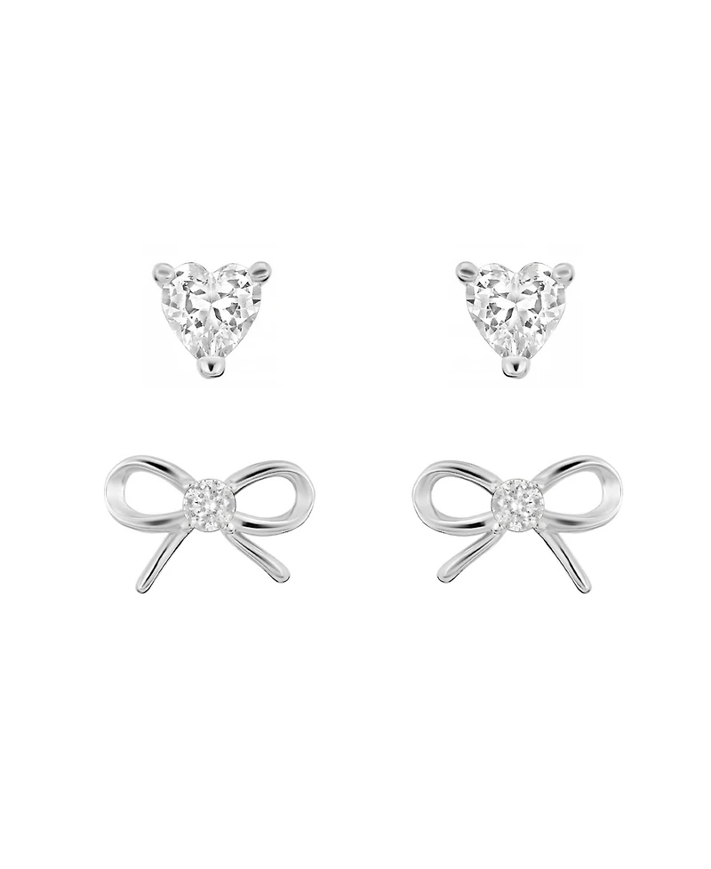 Macy's 2-Pc. Cubic Zirconia Bow 14k Gold Over Sterling Silver Stud Earring Set