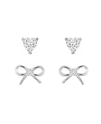 Macy's 2-Pc. Cubic Zirconia Bow 14k Gold Over Sterling Silver Stud Earring Set