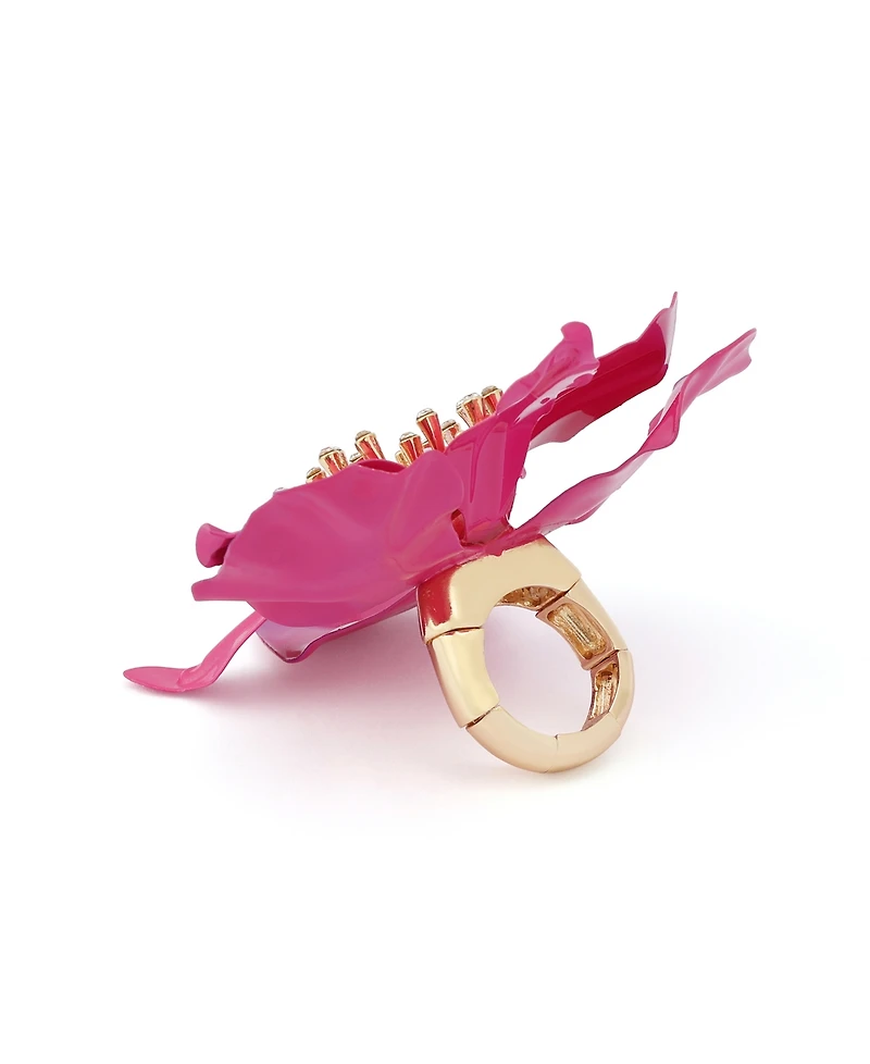 Betsey Johnson Faux Stone Hothouse Bloom Orchid Cocktail Ring