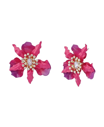 Betsey Johnson Faux Stone Hothouse Bloom Orchid Post Earrings