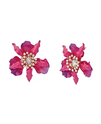 Betsey Johnson Faux Stone Hothouse Bloom Orchid Post Earrings