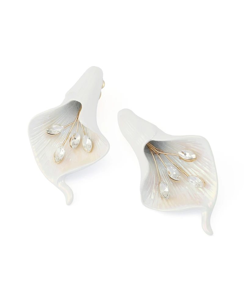 Betsey Johnson Faux Stone Betsey's Bouquet Calla Lily Clip-On Earrings