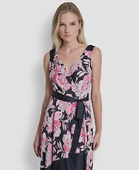 Dkny Petite Color-Block Faux Wrap Dress