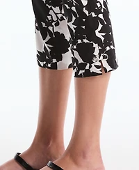 Rafaella Petite Floral Print Capri Pants with Riveted Vent