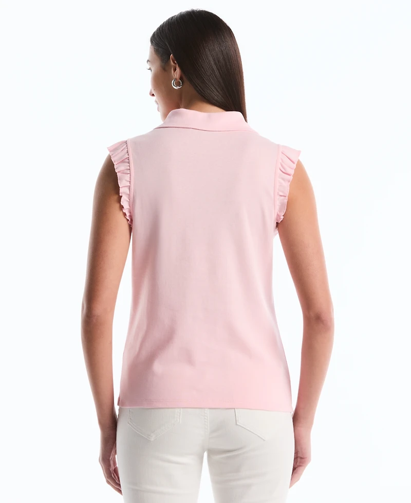 Rafaella Petite Ruffle Sleeveless Polo Shirt