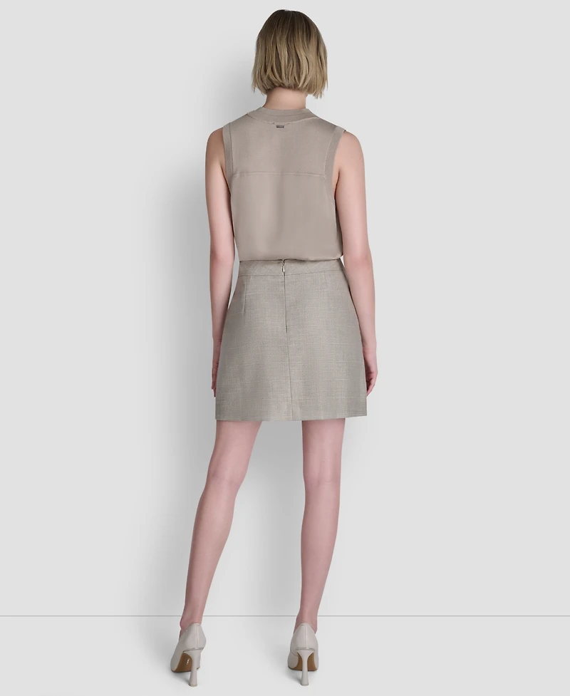 Dkny Women's Windowpane Melange Mini Skirt