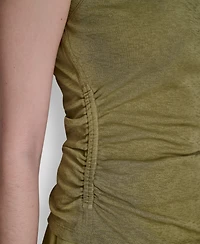 Dkny Women's Printed Tissue Knit Sleeveless Crew Neck Top