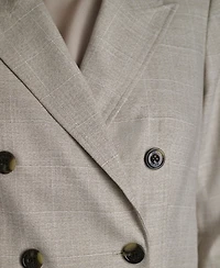 Dkny Women's Windowpane Double-Breasted Notch Collar Jacket