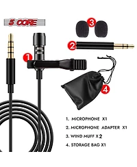 5 Core Microphone 2Pcs Lavalier Mic Wearable Omnidirectional Condenser 3.5mm Body Microfono