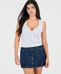 Madden Girl Juniors' Printed Ruched Sleeveless Top