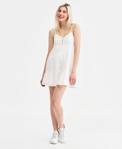 Madden Girl Juniors' Eyelet Embroidered Sleeveless Mini Dress