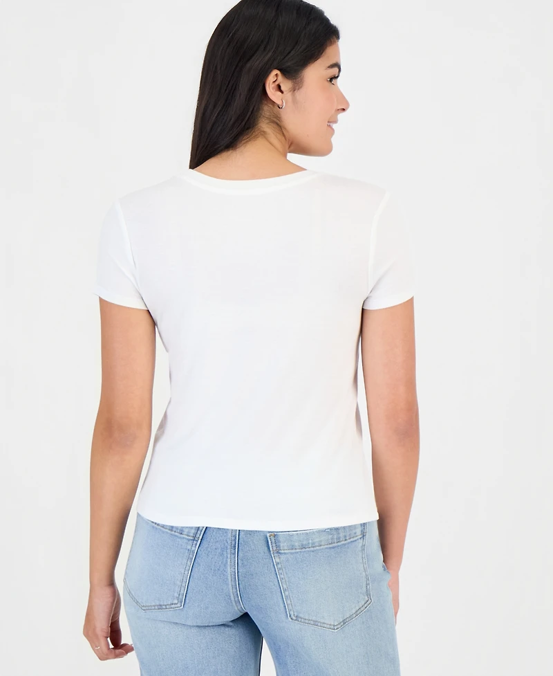 Rebellious One Juniors' Embroidered Crewneck T-Shirt