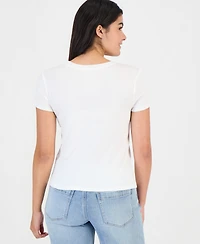 Rebellious One Juniors' Embroidered Crewneck T-Shirt