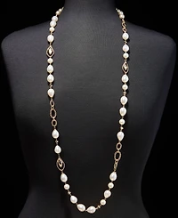 Anne Klein Baroque Imitation Pearl Textured Link 42" Strand Necklace