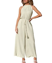 Cupshe Women's Halter Wide-Leg Drawstring Jumpsuit