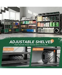 Yigii Heavy Duty 60" W x 70" H Garage Shelving, 4-Tier, Adjustable, 4000 lbs Capacity
