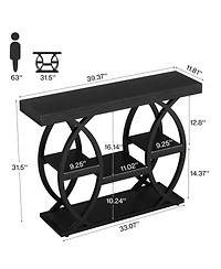 Tribesigns 39.4" Console Table, Industrial 4-Tier Sofa Table Entryway with Storage Shelves, Narrow Wood Accent Tables Metal Frame for Small