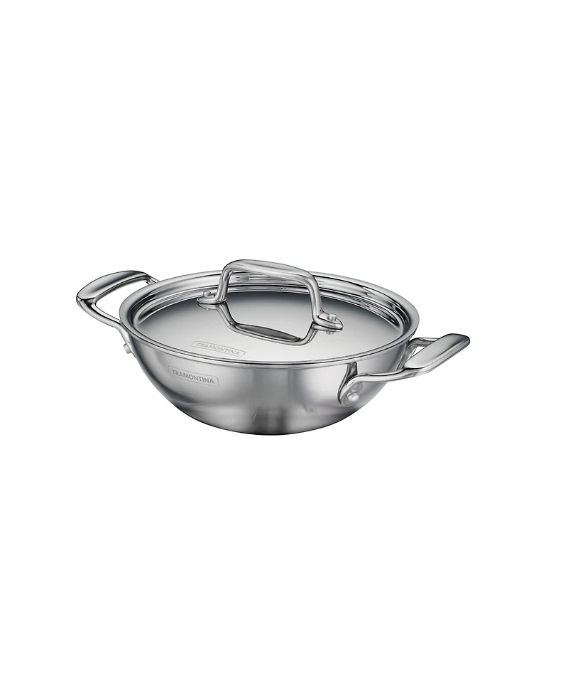 Tramontina Utsava Tri-Ply Clad Stainless Steel 1.75-Quart Covered Kadai
