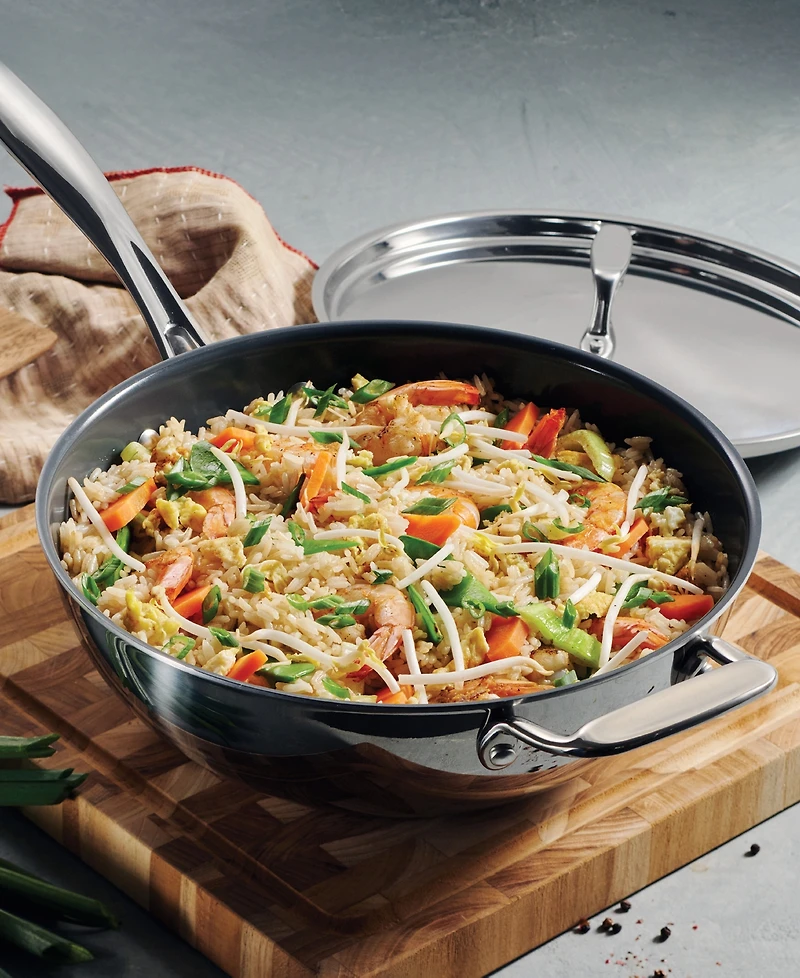 Tramontina Utsava Tri-Ply Clad Stainless Steel 3.75-Quart Covered Wok