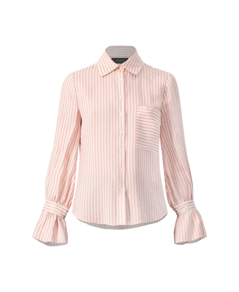 Ivonne Women's Long Sleeve Striped Shirt