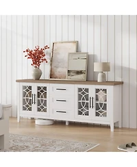 gaomon Sturdy Mdf Retro Style Tv Stand for 65 Inch Tv 2 Doors & 3 Drawers Flexible Storage Media Console