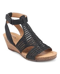 Earth Women's Helodie Fisherman Round Toe Wedge Sandals